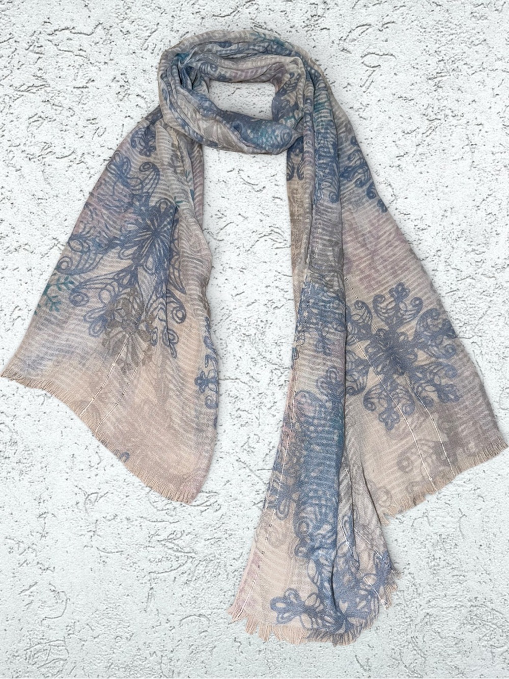 🌻Light Blue Floral Print Women's Scarf - Elegant Lightweight Wrap